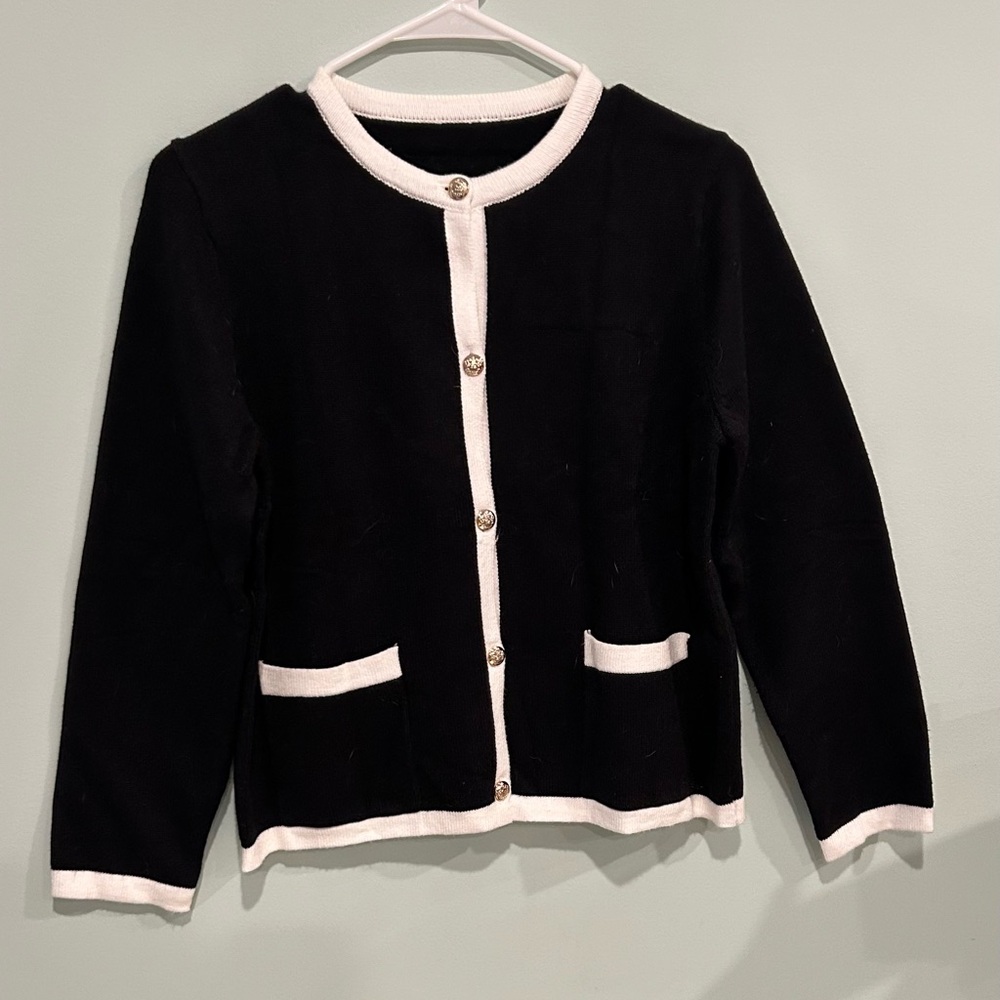 Black and White Girls Dress Shirt, Kids Size 12, Cute Fancy Sweater, Never Worn